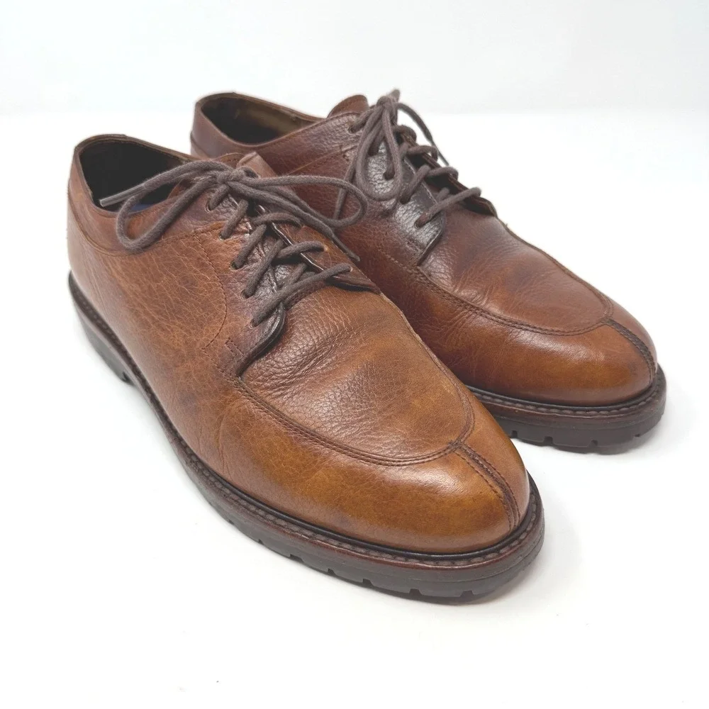 Vintage Polo Ralph Lauren Mens 8.5 Leather Split Toe Lug Sole Derby Shoes